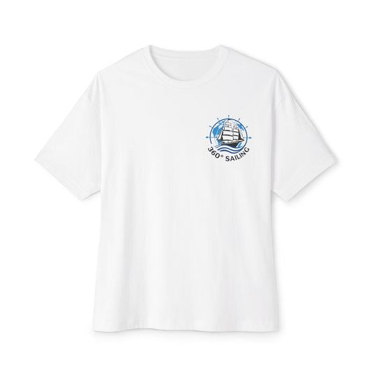 Sailing Crew Oversized Tee — Nautical Sailboat Chest Logo