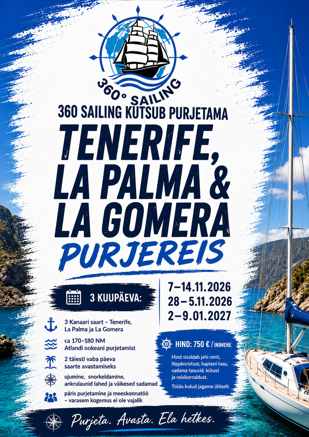 TENERIFE, LA PALMA & LA GOMERA PURJEREIS – 7 PÄEVA  2026 TALV