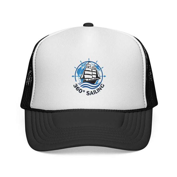 360 Sailing Trucker Cap — Nautical Ship Wheel Hat for Boaters & Sea Lovers